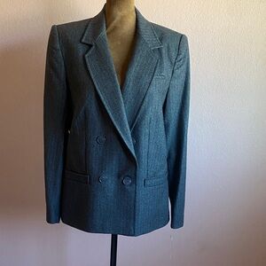 PECK & PECK  100% Pure Wool Slate Double-Breasted Blazer
